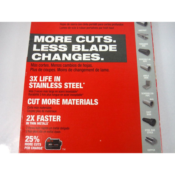 Milwaukee 48-39-0611 44-7/8" Bandsaw Blades Extreme Metal Deep Cut 12/14 TPI 3Pk - Picture 2 of 3